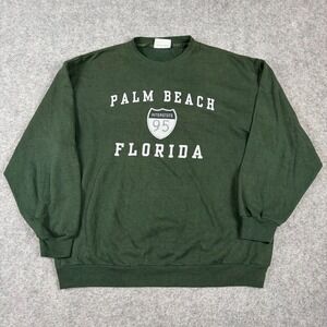 Sherry Palm Beach Florida‎ Sweatshirt Mens XL Green I-95 Graphic Vintage Surf